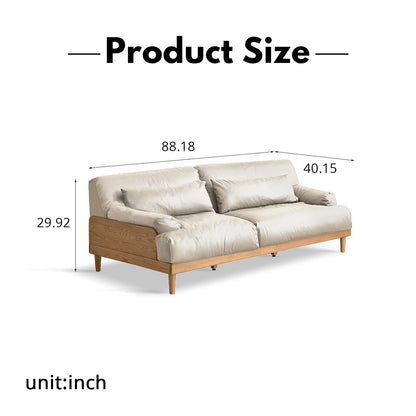 Modern Minimalist Solid Wood Sofa – Oak Fabric Down Sofa for Japanese Living Rooms and Small Spaces