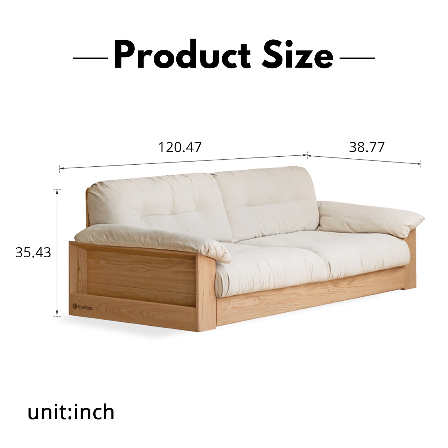 All-Solid Wood Storage Sofa – Modern Minimalist Oak Row Sofa for Small Living Rooms