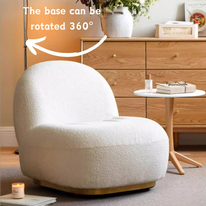 Lambswool Bean Bag Chair Lounge Sofa  360° Swivel (White)