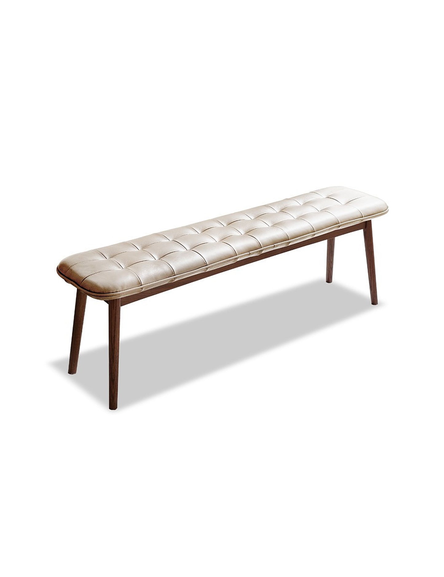 100% Solid Wood Beige Color Bedroom Bench Soft Leather Cushion (Off-white/Khaki/Brown)