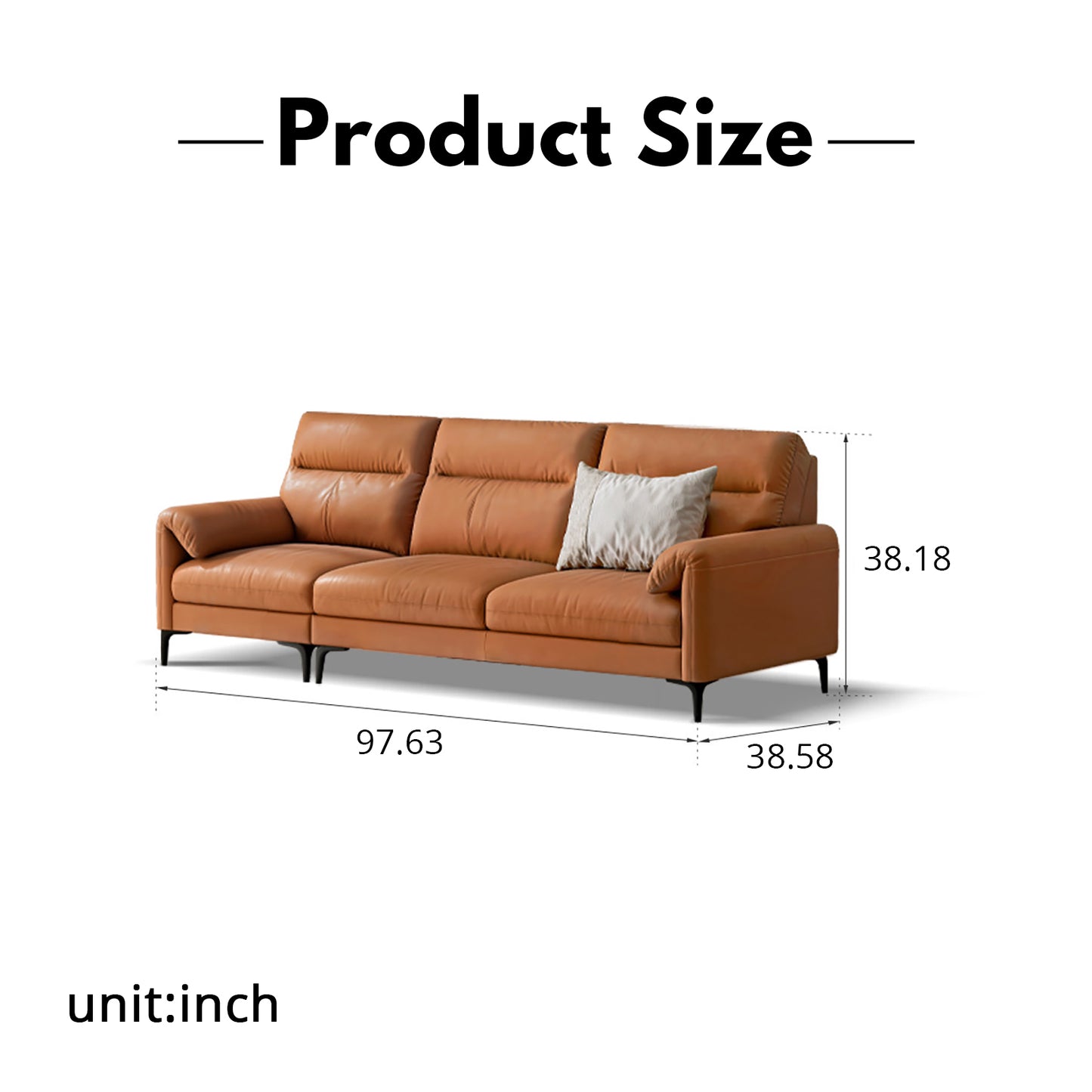 Italian Minimalist Genuine Leather Sofa – Modern Luxury Top-Grain Cowhide for Home Living