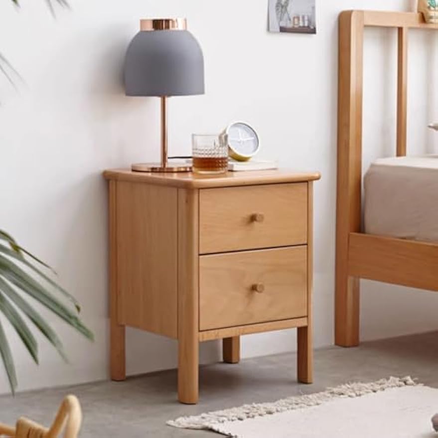 100% Solid Wood Two Drawer Nightstand (Natural)