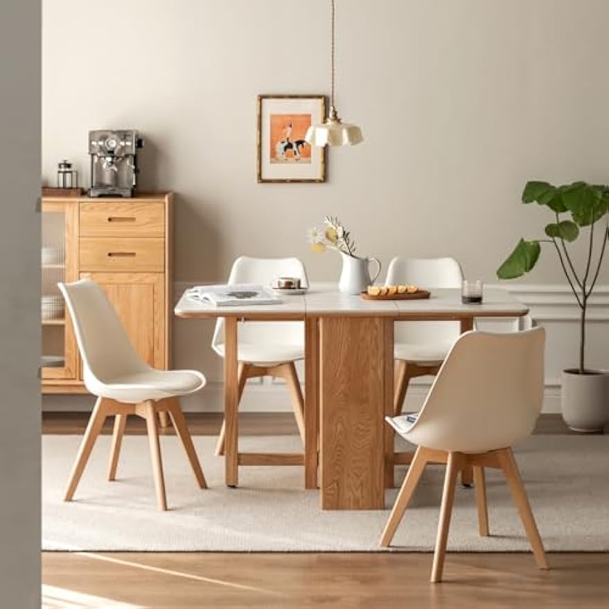 100% Solid Oak Dining Chair Natural & White Color（2PCS）