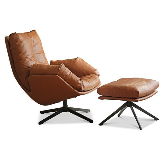 Organic Silicone Leather Swivel Chair - Italian-Inspired Accent Chair with Goose Down Cushion & Cat-Proof Design