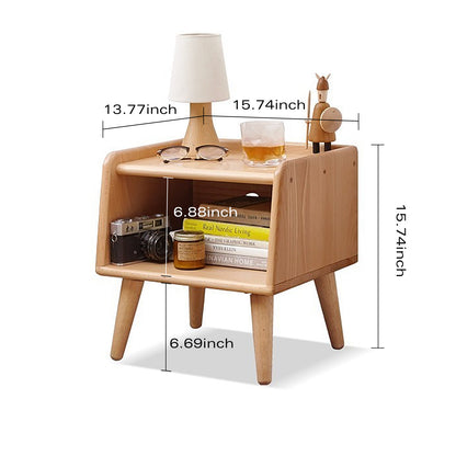 100% Solid Wood Bedside Table, Small Nightstand (Natural/Walnut)