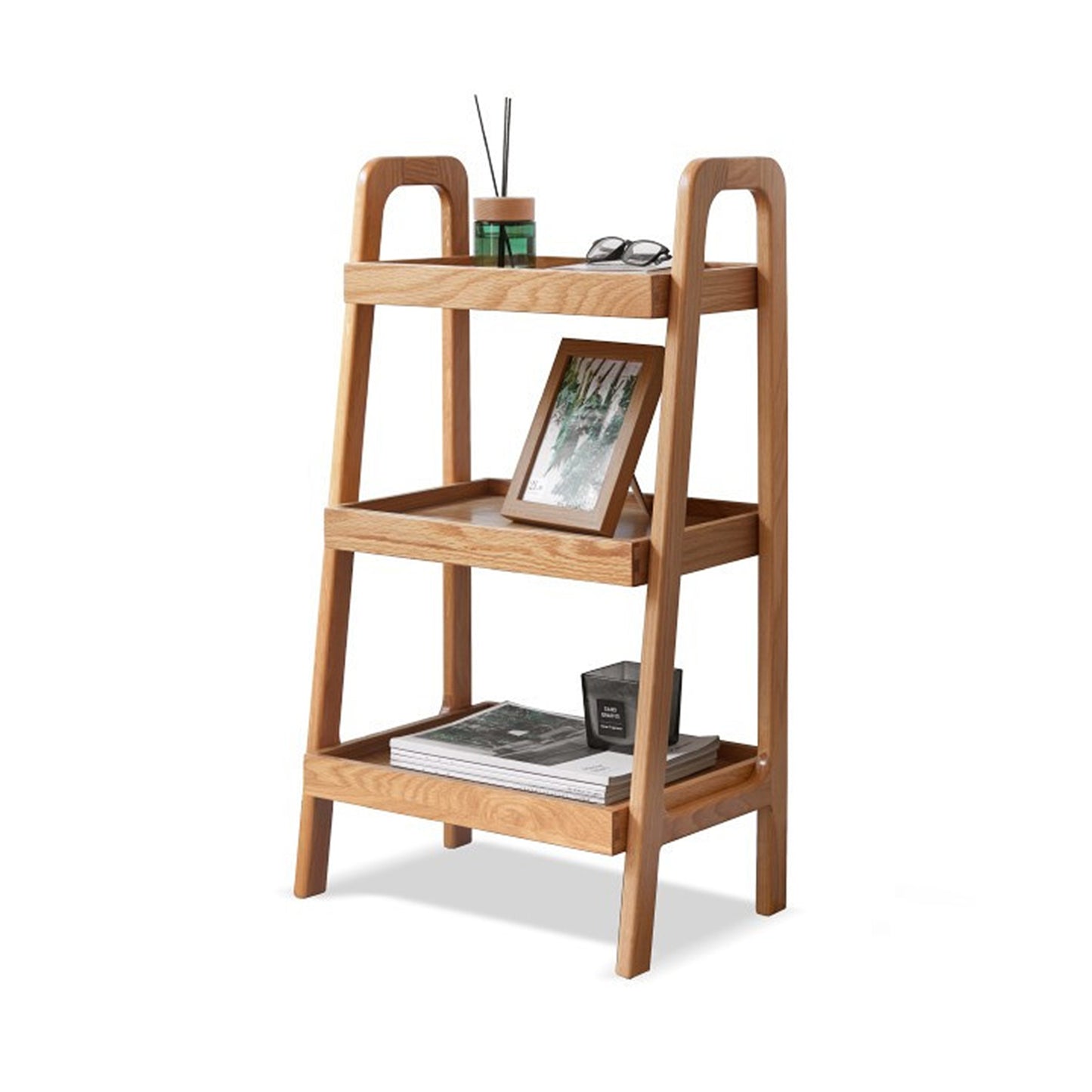 100% Solid Oak3 Tier Ladder Rack with A-Frame Structure  (Natural / Walnut)