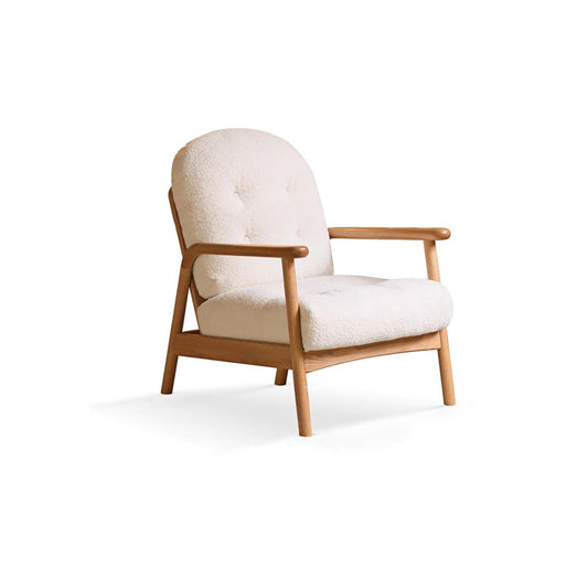 Solid Wood Lounge Chair - Modern Minimalist Design with Washable Fabric & Oak Frame
