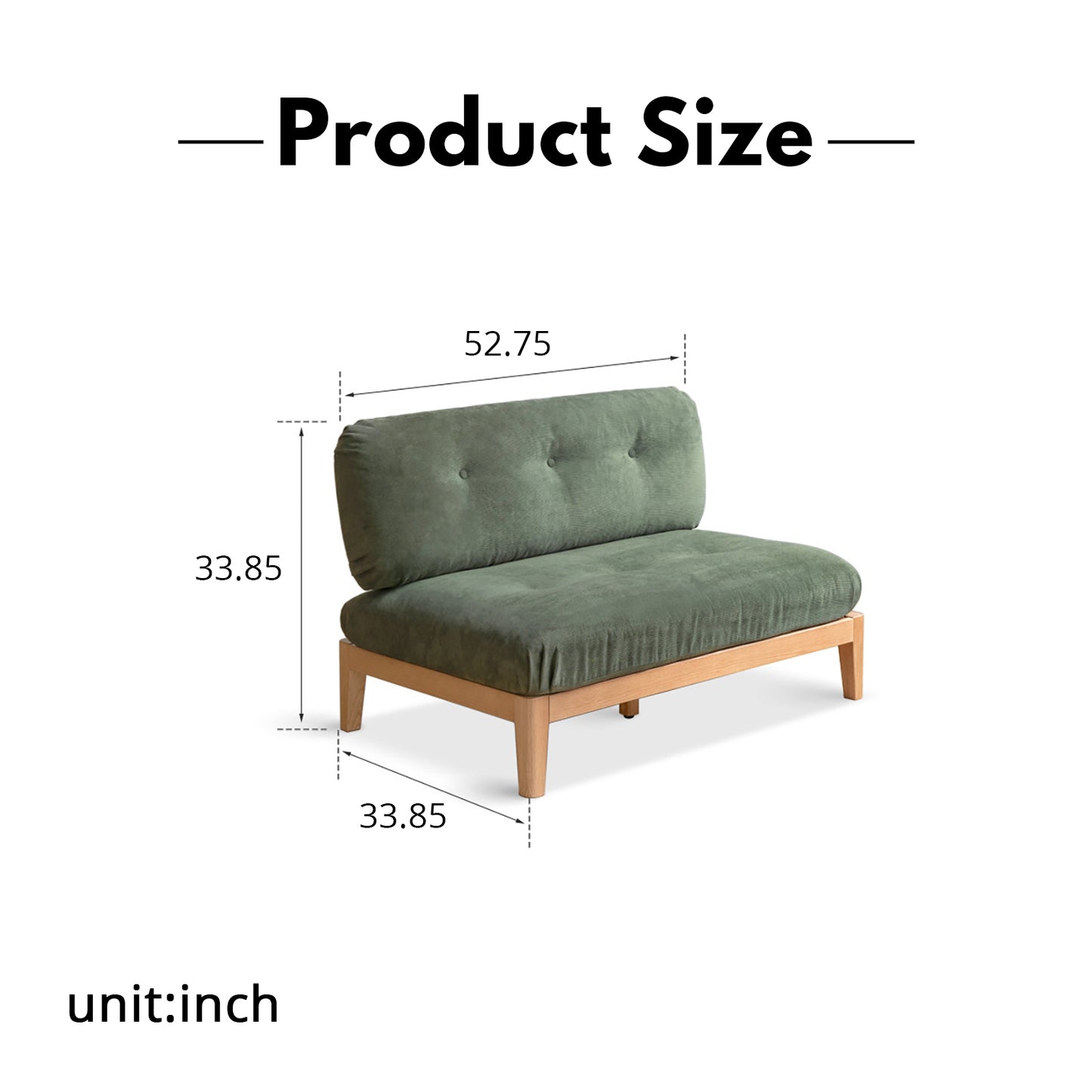 Solid Wood 3-Seater Sofa - Modern Armless Design with Washable Linen Fabric