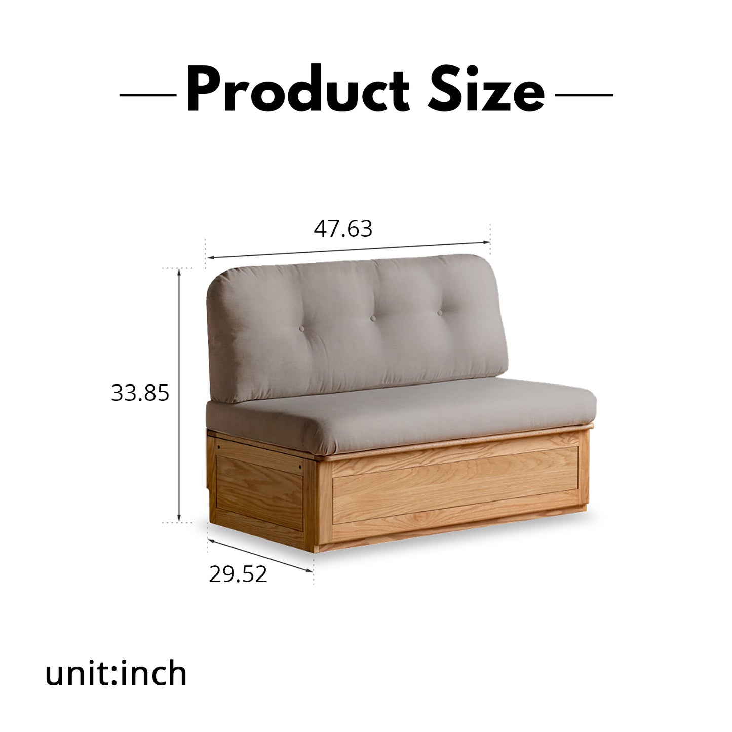 Oak Storage Bench Sofa - Space-Saving Design with 7 Cu.Ft Hidden Compartment