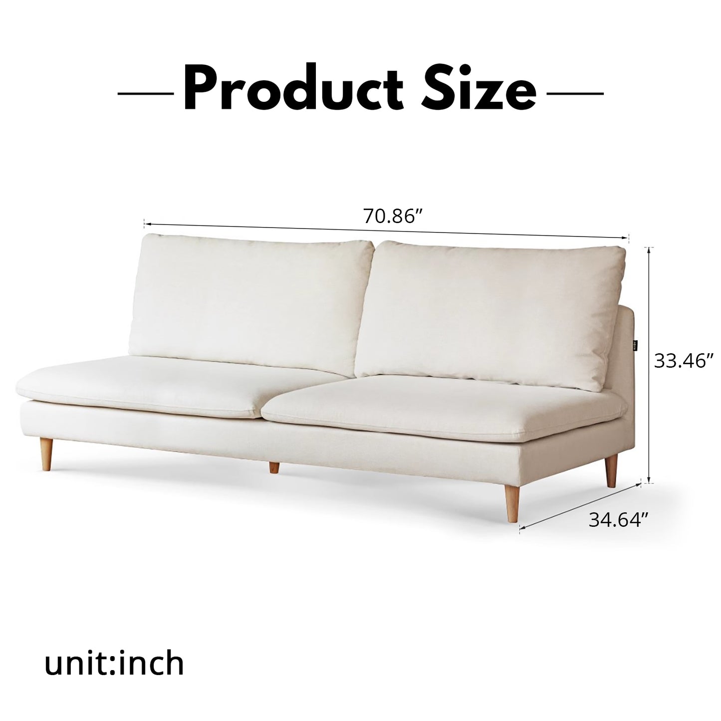 Arm-Free Fabric Sofa for Small Spaces – Two-Seater for Living Room, Balcony, and Leisure Use
