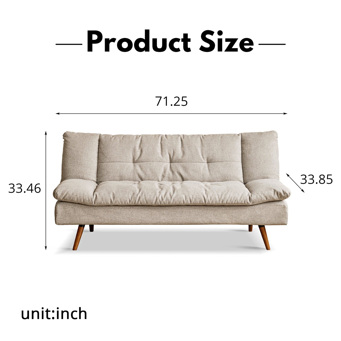 Convertible Sofa Bed - Modern Multi-Functional Foldable Design with Linen Fabric & Solid Wood Frame