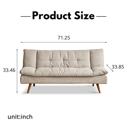 Convertible Sofa Bed - Modern Multi-Functional Foldable Design with Linen Fabric & Solid Wood Frame