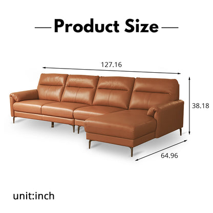 Italian Minimalist Genuine Leather Sofa – Modern Luxury Top-Grain Cowhide for Home Living