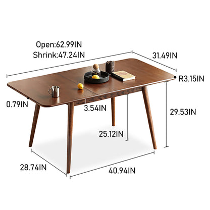 100% Solid Wood Dining Table Modern Folding Dining Table（Walnut）