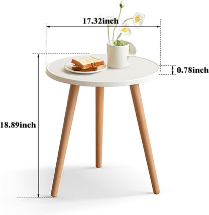 100% Solid Wood Small Side Table (White)