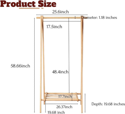 100% Solid Wood Floor Standing Drying Rack Standing Towel Rack Natural Color (37.4"/25.6")