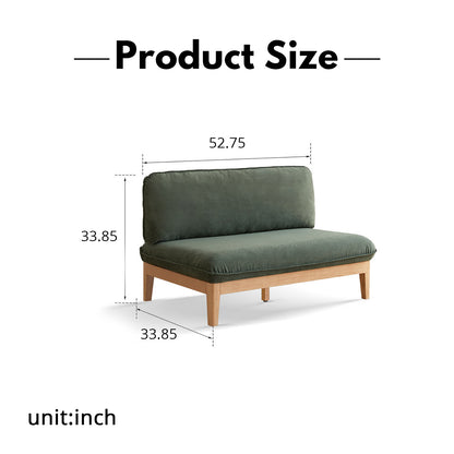 Solid Wood 3-Seater Sofa - Modern Armless Design with Washable Linen Fabric