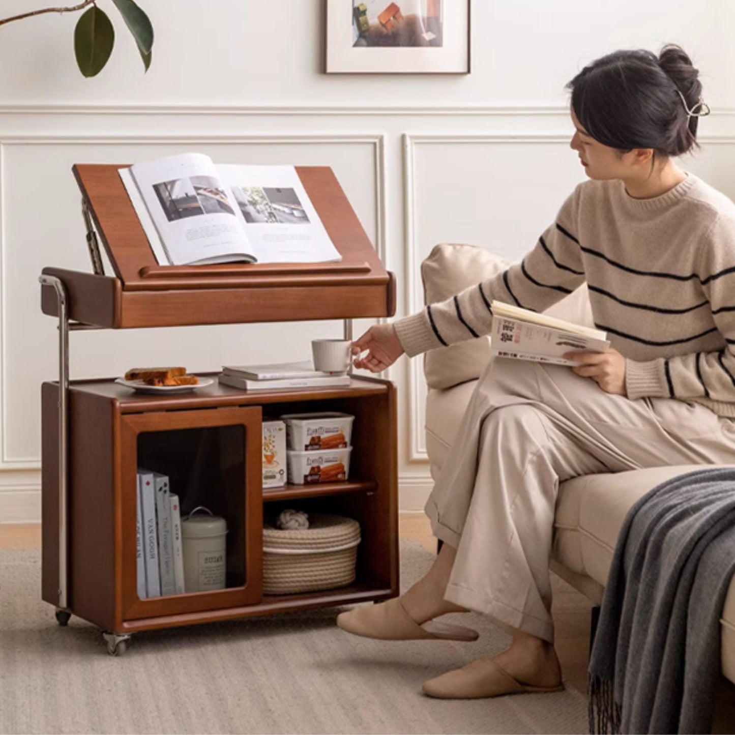 100% Solid Wood Storage Cabinet (Walnut)