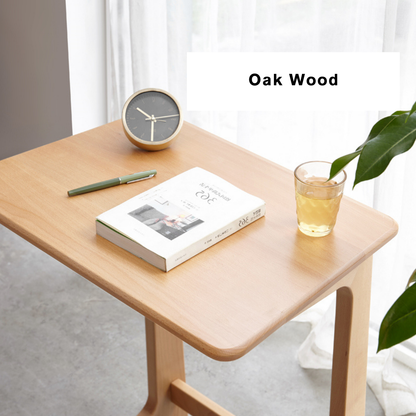 100% Solid Wood C-shaped Side Table for Small Spaces (Natural)