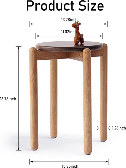 100% Solid Wood Stackable Stools Modern Barstools (Natural /Walnut)