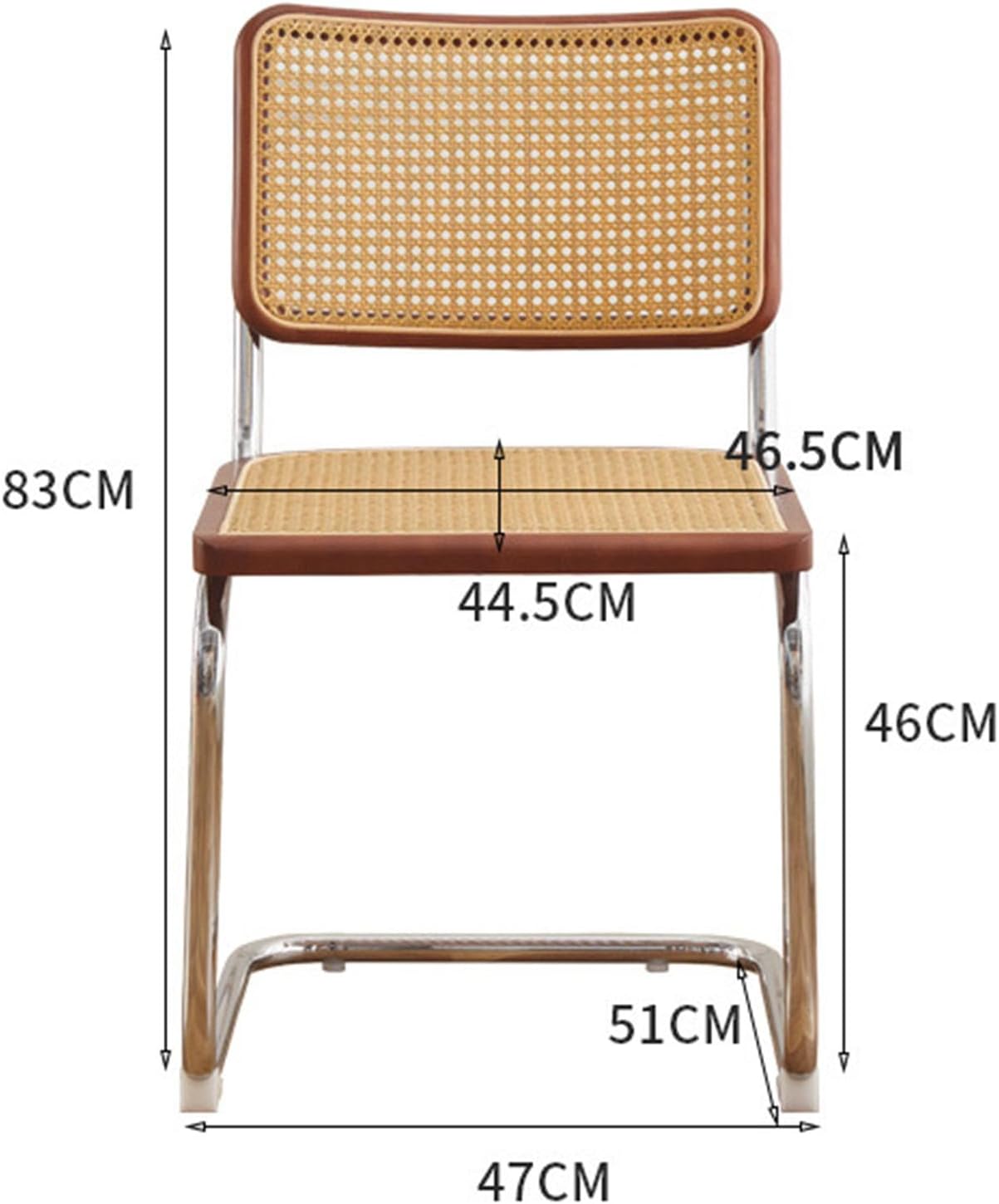 Breathable Vintage Rattan Dining Chair Design Minimalist Style Chair (Bronze Yellow)