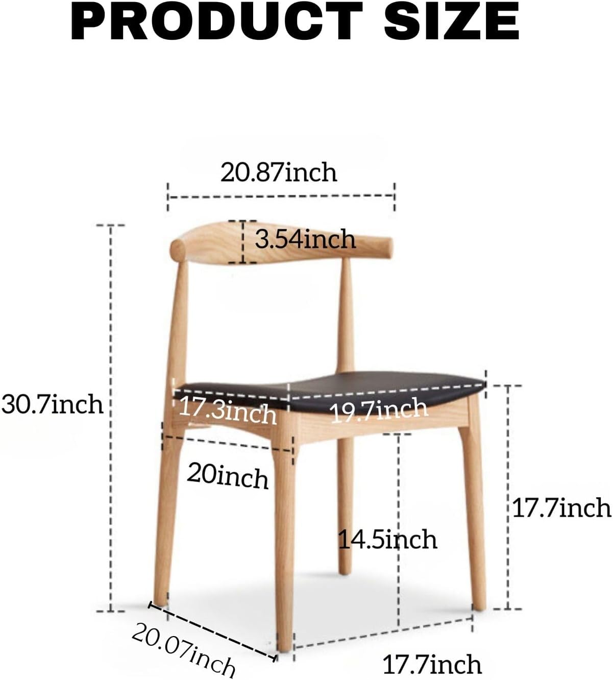 2PCS 100% Solid Wood Modern Minimalist Dining Chair Water Willow Cow Horn Chair (Natural/Walnut/Black/khaki)