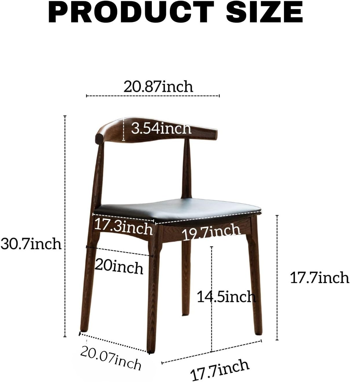 2PCS 100% Solid Wood Modern Minimalist Dining Chair Water Willow Cow Horn Chair (Natural/Walnut/Black/khaki)