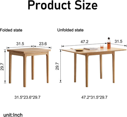 100% Solid Wood Natural/Walnut Color Folding Dining Table (31.5"- 47.2")