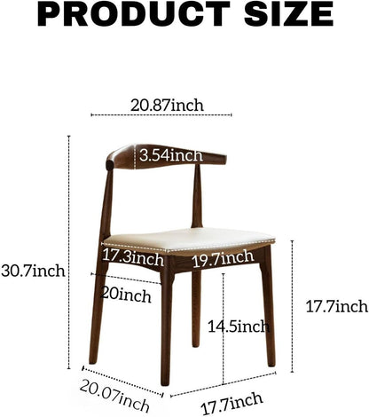 2PCS 100% Solid Wood Modern Minimalist Dining Chair Water Willow Cow Horn Chair (Natural/Walnut/Black/khaki)