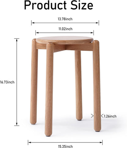 100% Solid Wood Stackable Stools Modern Barstools (Natural /Walnut)