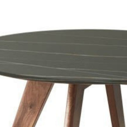 100% Solid Wood Rock Slab Round Coffee Table (21.6"/29.5")