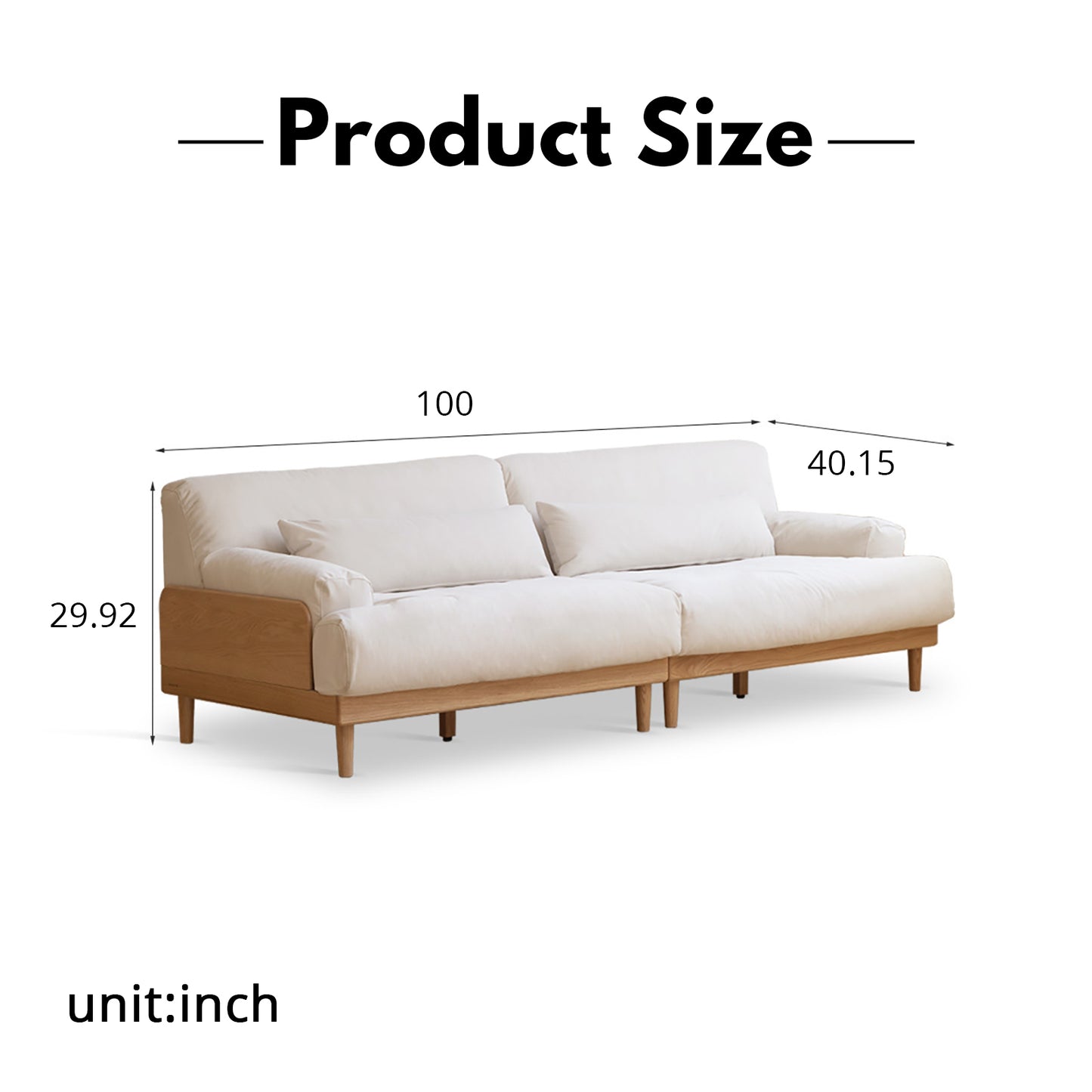 Modern Minimalist Solid Wood Sofa – Oak Fabric Down Sofa for Japanese Living Rooms and Small Spaces