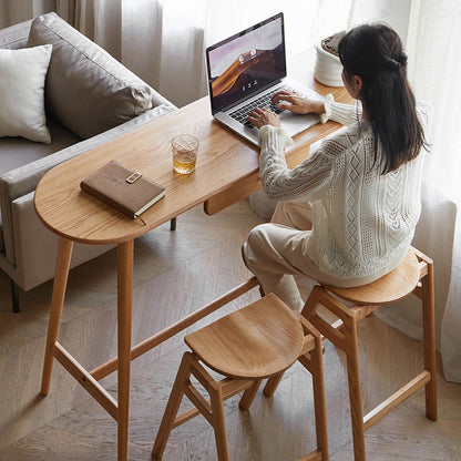 100% Solid 42 Inches Wood Bar Table with Drawers (Natural)