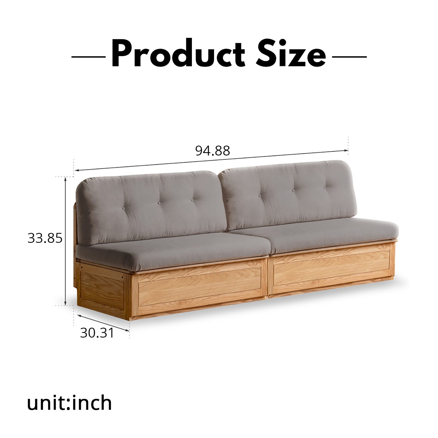Oak Storage Bench Sofa - Space-Saving Design with 7 Cu.Ft Hidden Compartment