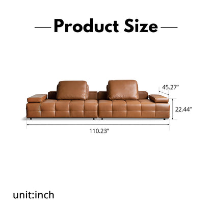 Lawrence Italian Minimalist Black Leather Sofa – Premium Top-Grain Crumple Leather