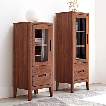 100% Solid Oak Wood Storage Cabinet Three-Tier Buffet (Walnut)