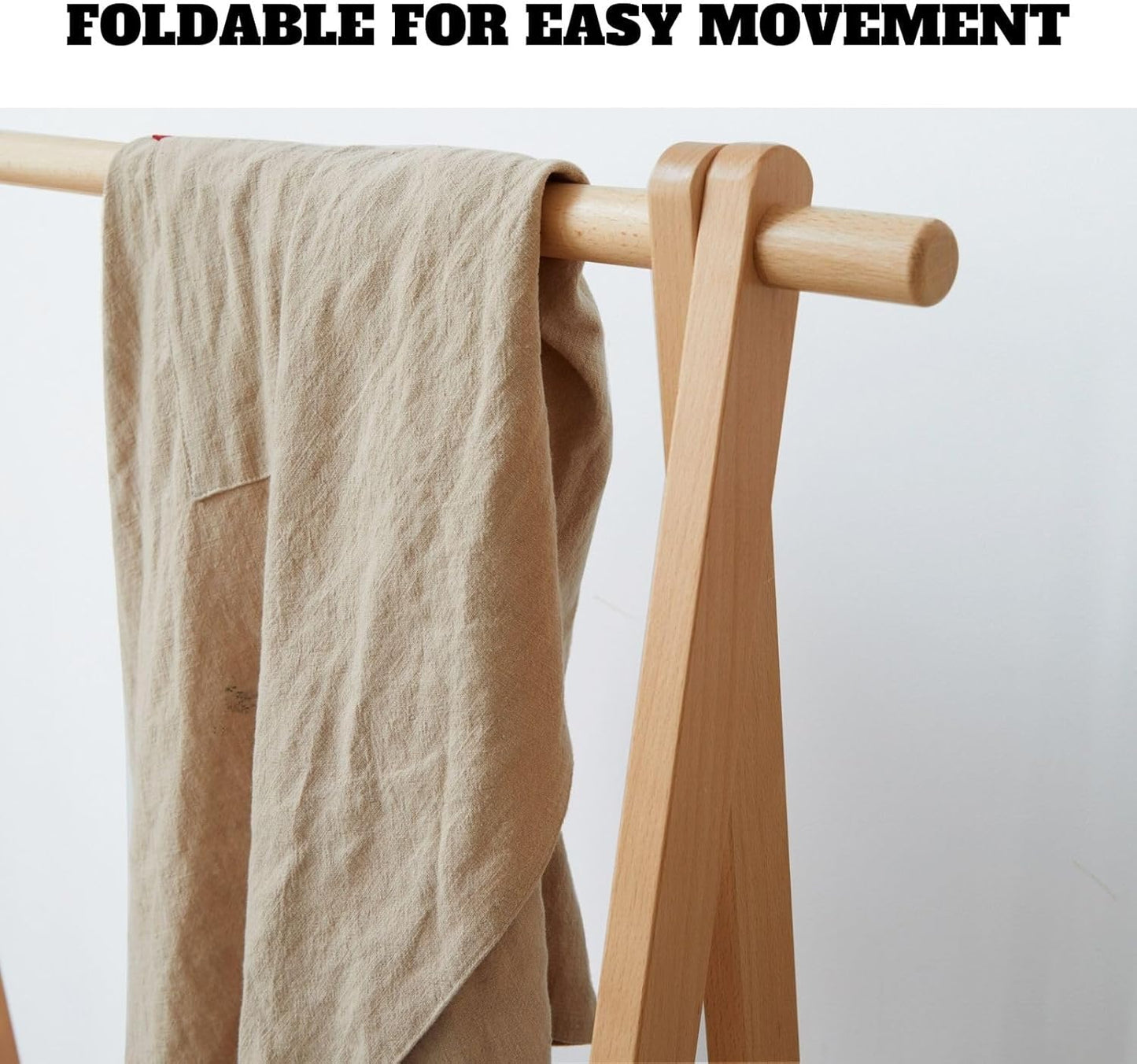 100% Solid Wood Floor Standing Drying Rack Standing Towel Rack Natural Color (37.4"/25.6")