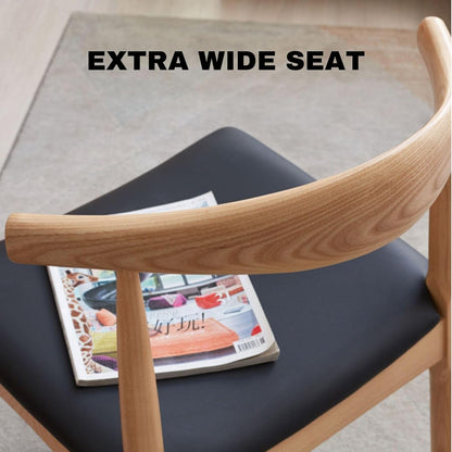 2PCS 100% Solid Wood Modern Minimalist Dining Chair Water Willow Cow Horn Chair (Natural/Walnut/Black/khaki)