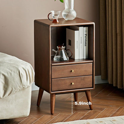 100% Solid Wood Bedroom Nightstand Storage Cabinet / Bookcase (Walnut)