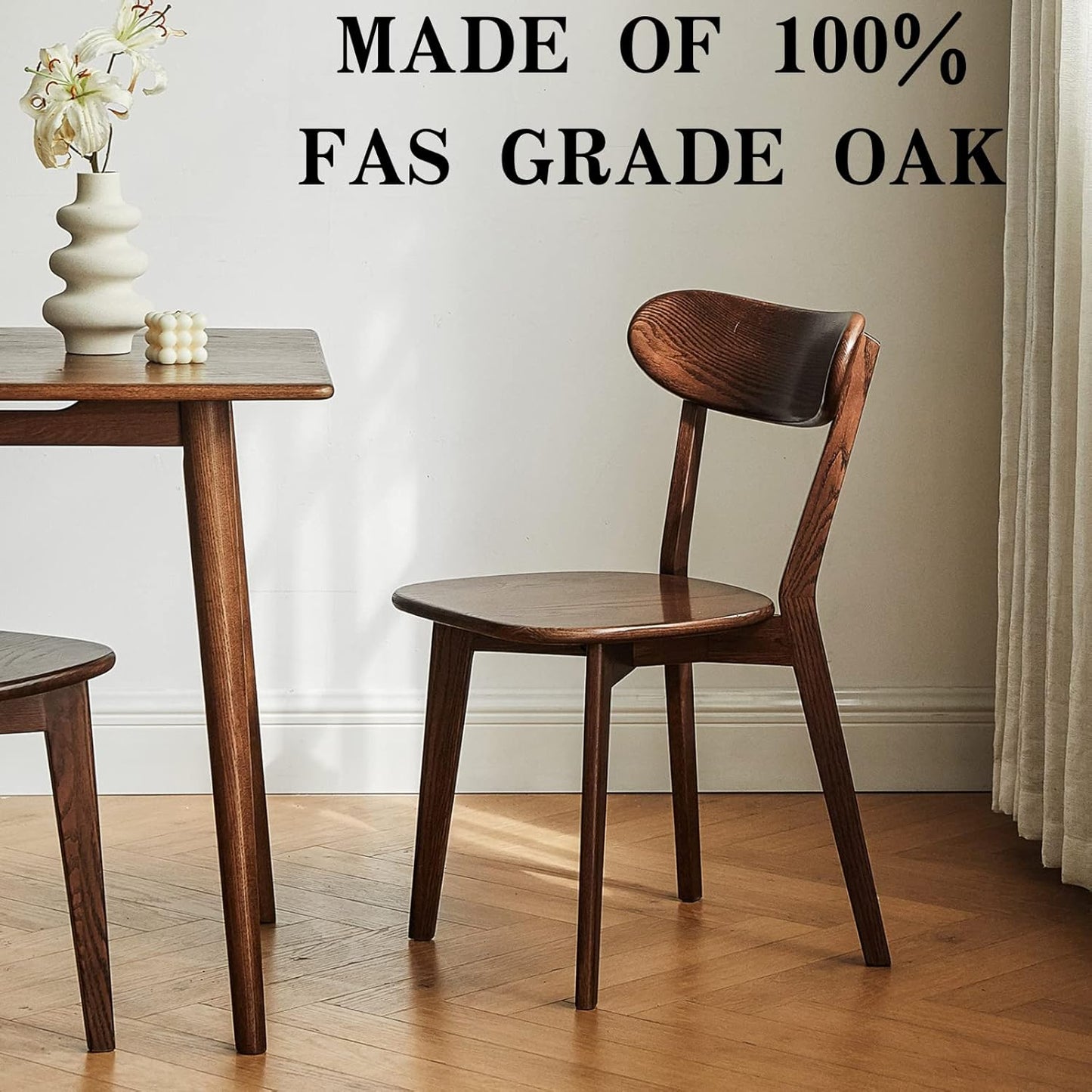 100% Solid Oak Wood Dining Chairs Kitchen Chairs Walnut Color Study Chair (1PC/2PCS/4PCS)