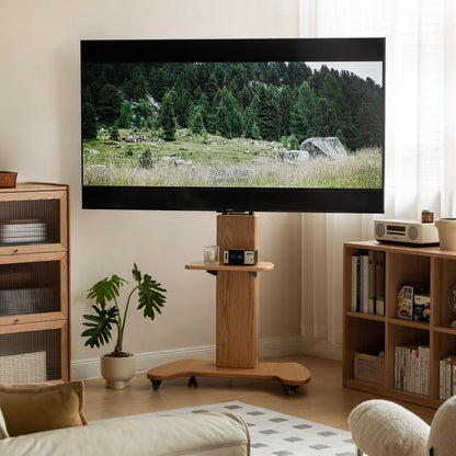 100% Pure Solid Oak TV Floor Stand and Rolling Shelf