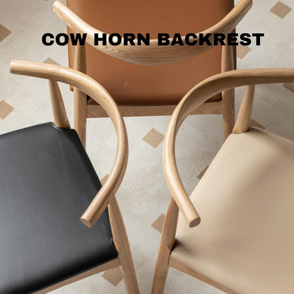 2PCS 100% Solid Wood Modern Minimalist Dining Chair Water Willow Cow Horn Chair (Natural/Walnut/Black/khaki)