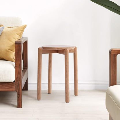 100% Solid Wood Stackable Stools Modern Barstools (Natural /Walnut)