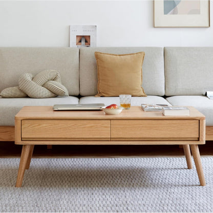 100% Solid Oak Lift Top Coffee Table with Storage Shelf Natural / Walnut Colour (39.37"/ 47.24")