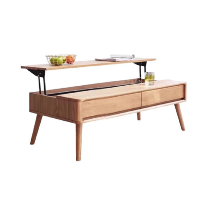 100% Solid Oak Lift Top Coffee Table with Storage Shelf Natural / Walnut Colour (39.37"/ 47.24")