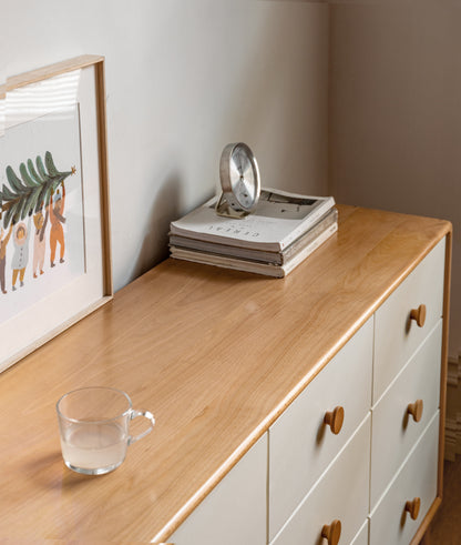 100% Solid Wood Storage Cabinet with 7 Drawers (Natural)