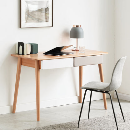 100% Solid Wood Computer Desk with Drawers Natural Wood Color (47.24"/ 55.11")-LD