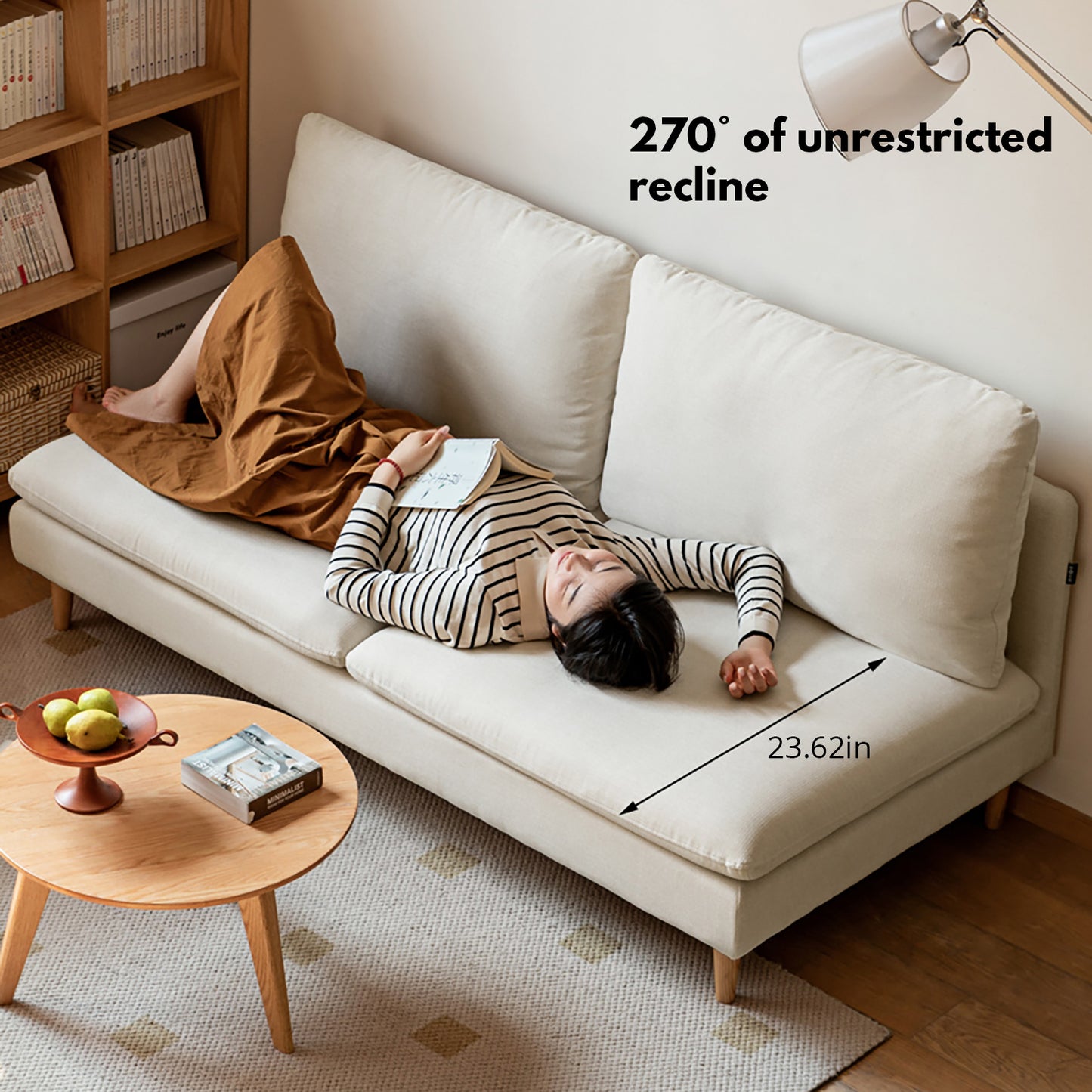 Arm-Free Fabric Sofa for Small Spaces – Two-Seater for Living Room, Balcony, and Leisure Use