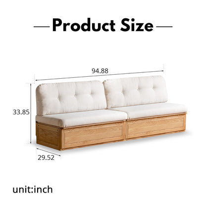 Oak Storage Bench Sofa - Space-Saving Design with 7 Cu.Ft Hidden Compartment