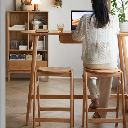 100% Solid 42 Inches Wood Bar Table with Drawers (Natural)